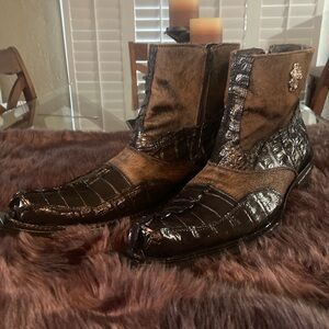 Mauri Hornback Crocodiles/Pony Hair LaScarca Caiman Brown Boots